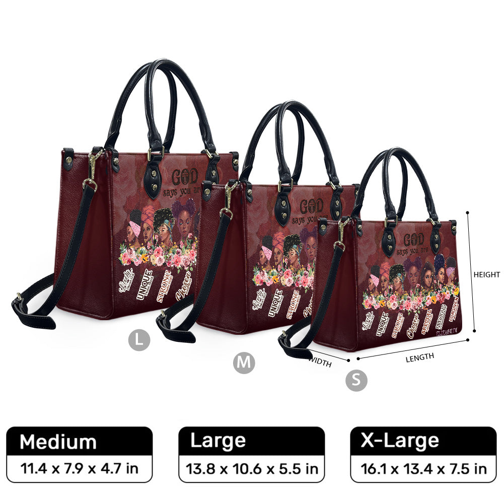 God Says You Are (Maroon) - Personalized Leather Handbag GSYA2-Ha