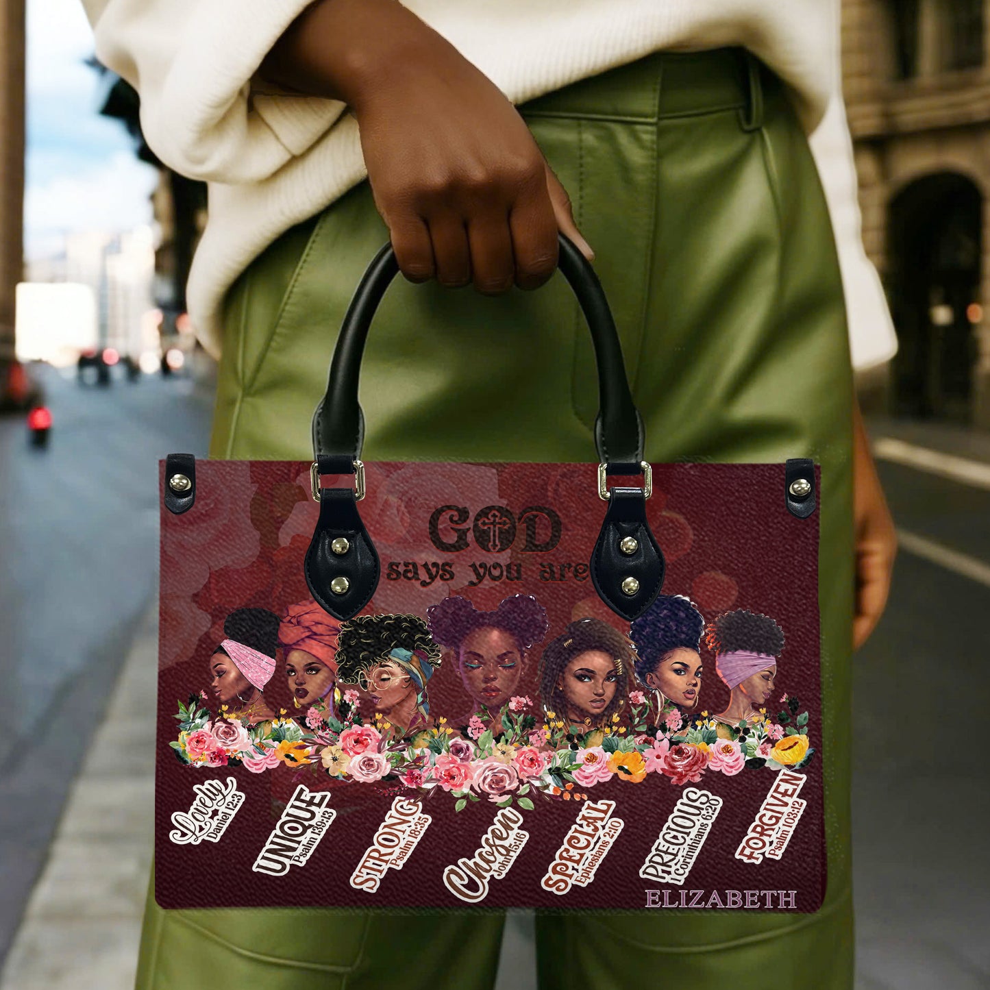 God Says You Are (Maroon) - Personalized Leather Handbag GSYA2-Ha