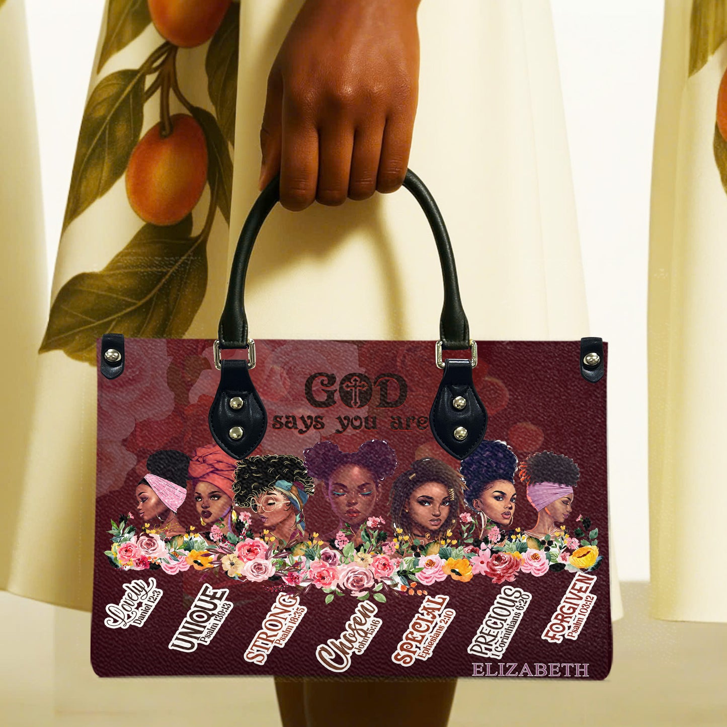 God Says You Are (Maroon) - Personalized Leather Handbag GSYA2-Ha