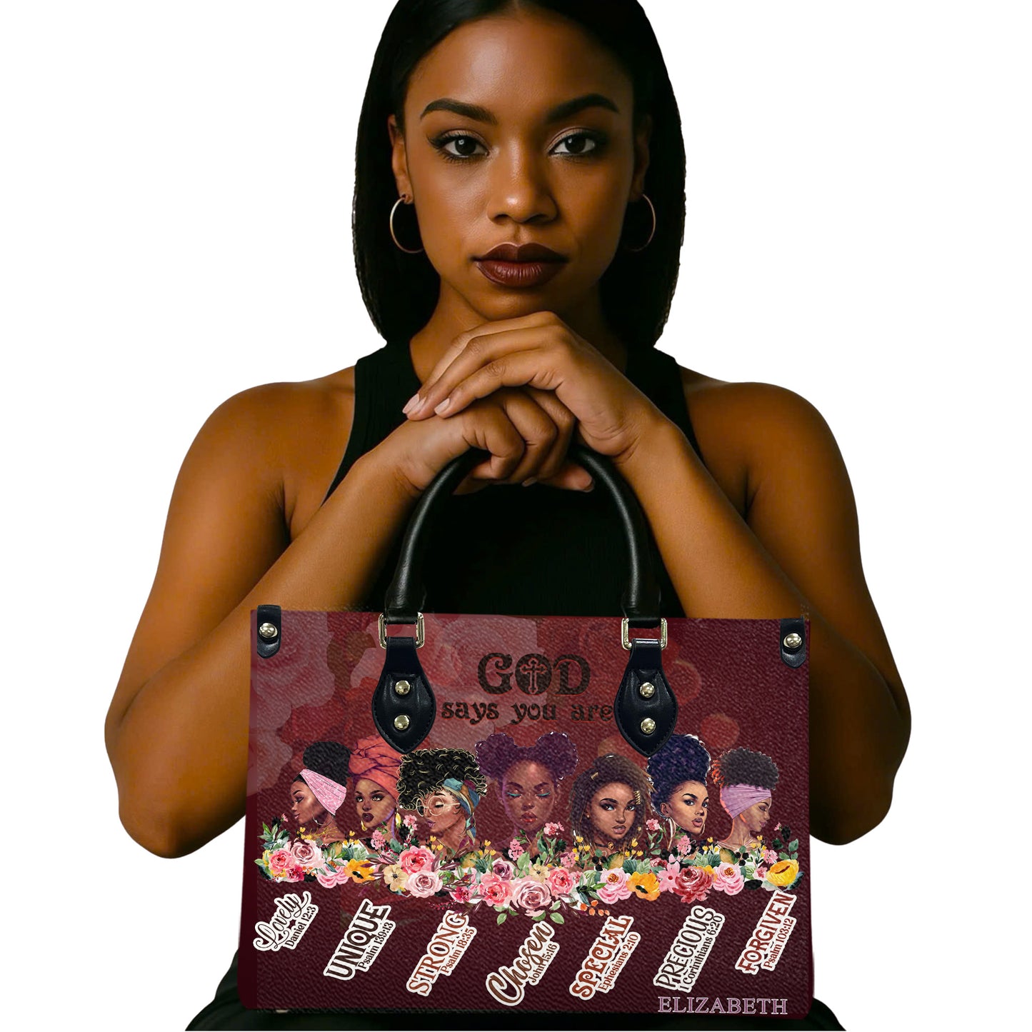 God Says You Are (Maroon) - Personalized Leather Handbag GSYA2-Ha