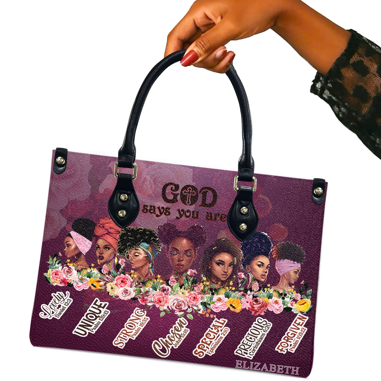 God Says You Are (Purple) - Personalized Leather Handbag YA2-Ha