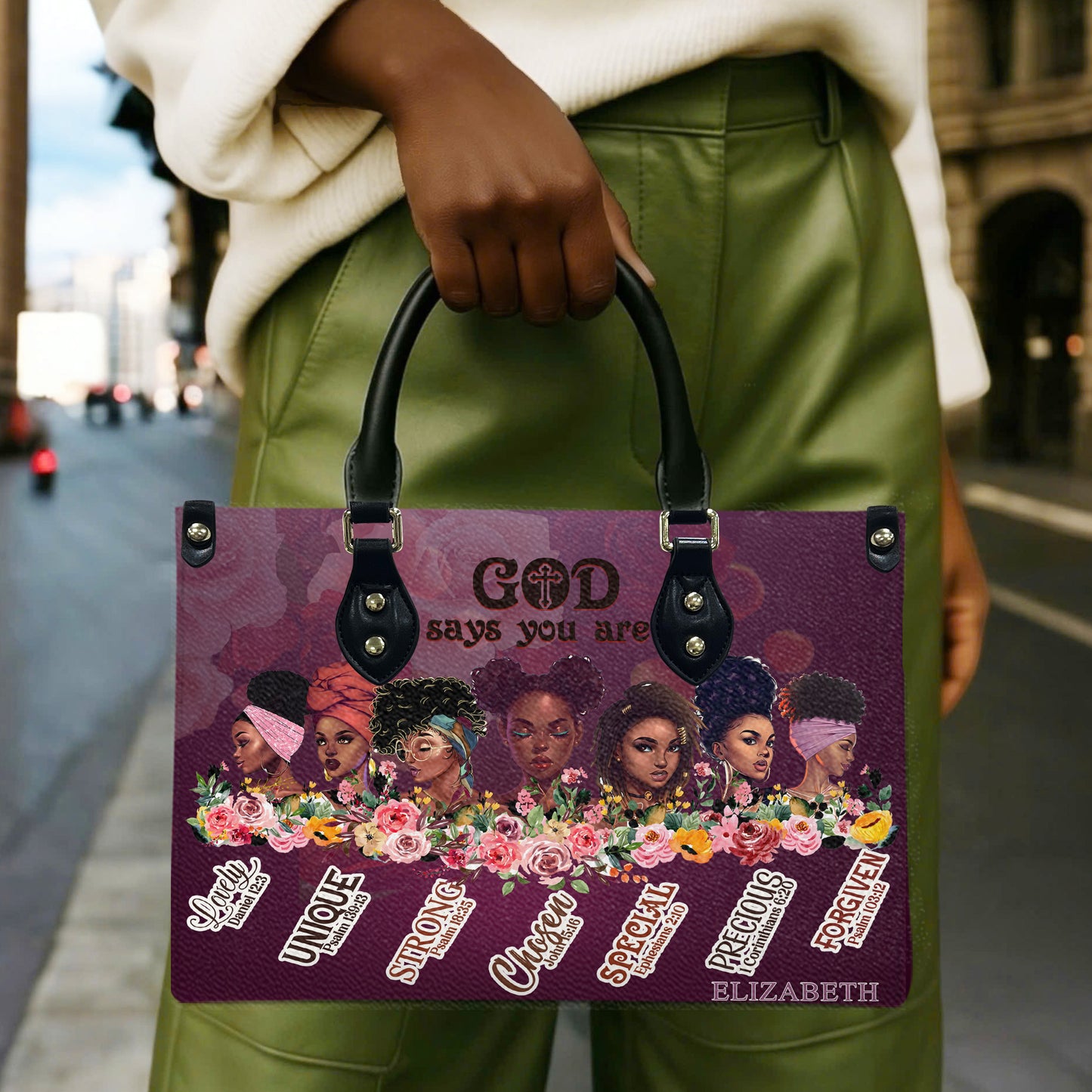 God Says You Are (Purple) - Personalized Leather Handbag YA2-Ha
