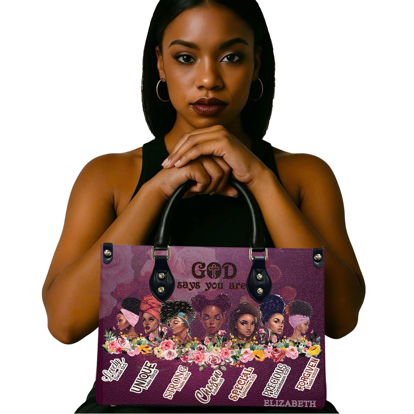 God Says You Are (Purple) - Personalized Leather Handbag YA2-Ha