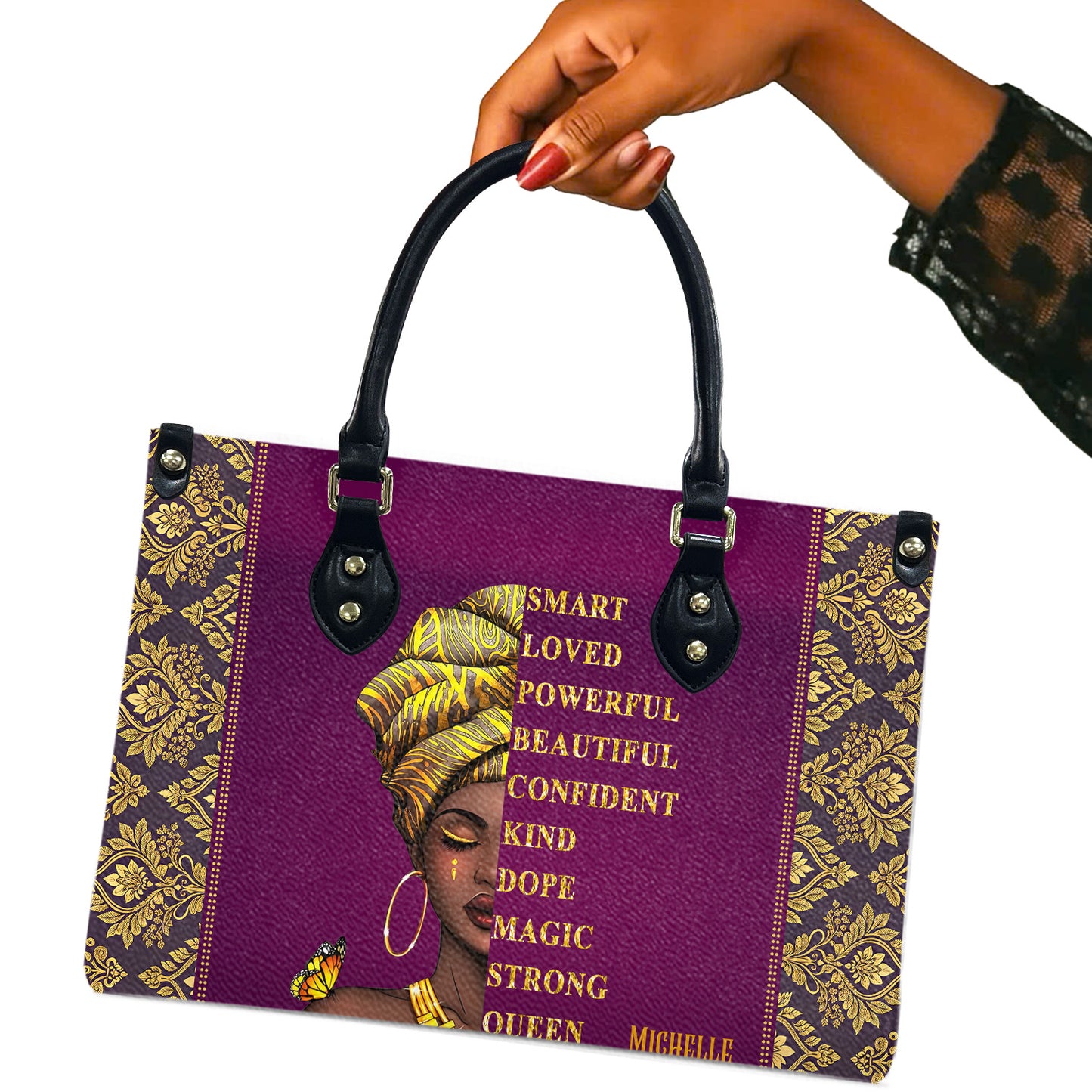 I Am (Pink Purple) - Personalized Leather Handbag YA1-Ha
