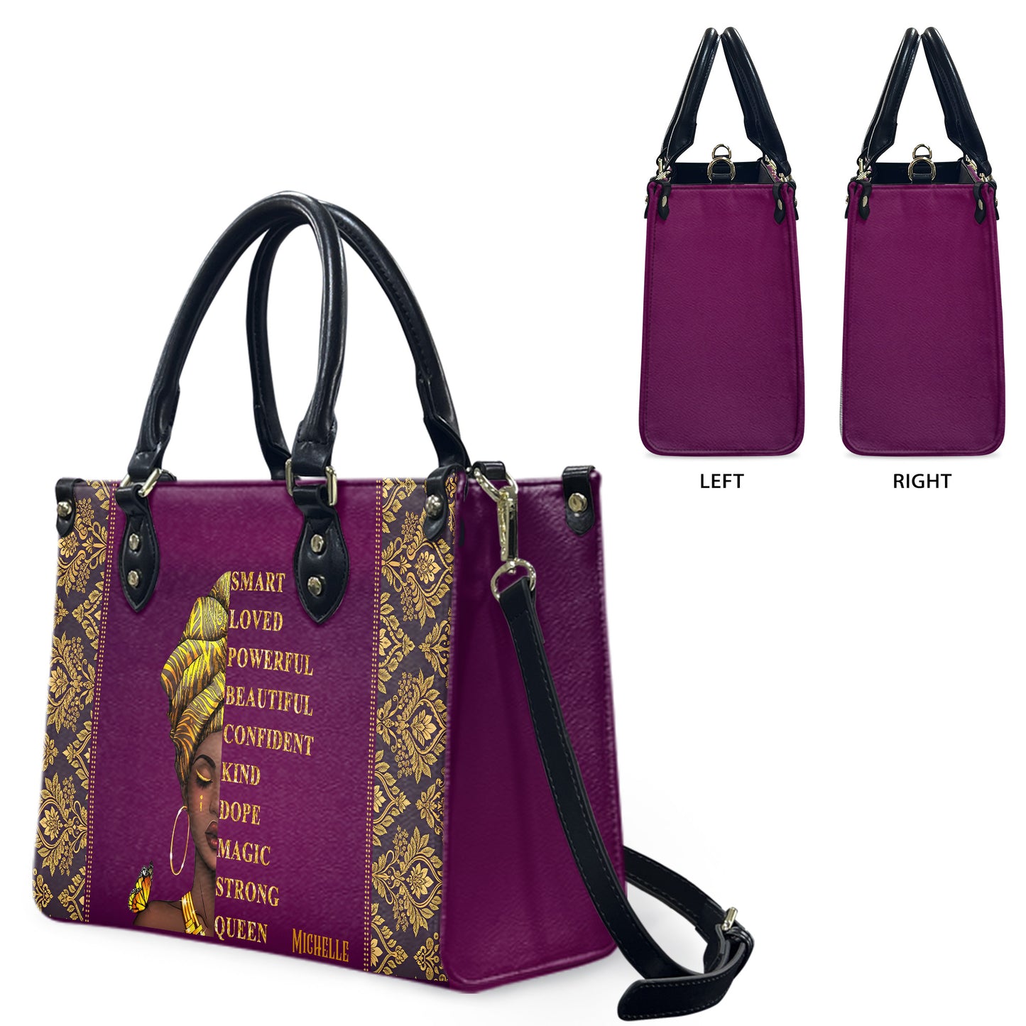 I Am (Pink Purple) - Personalized Leather Handbag YA1-Ha