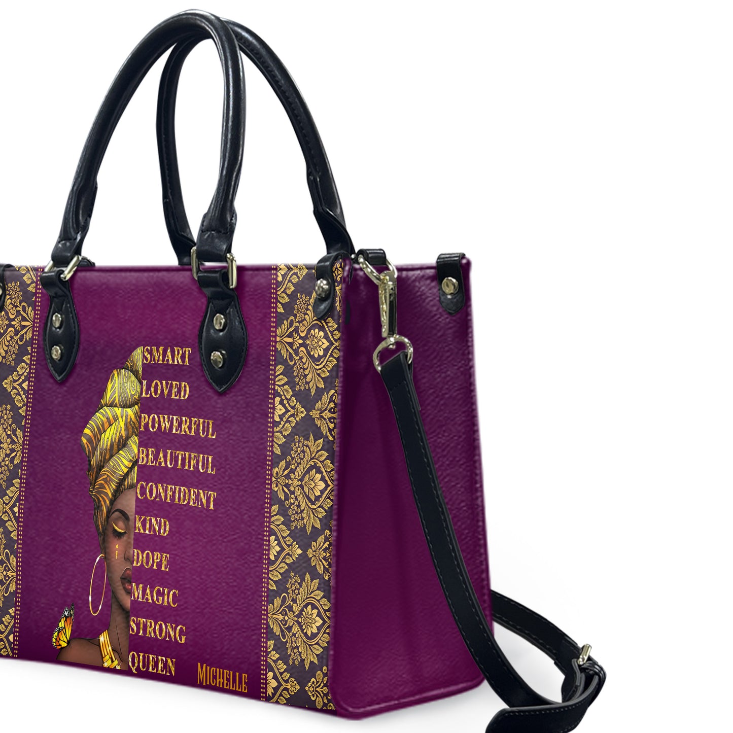 I Am (Pink Purple) - Personalized Leather Handbag YA1-Ha