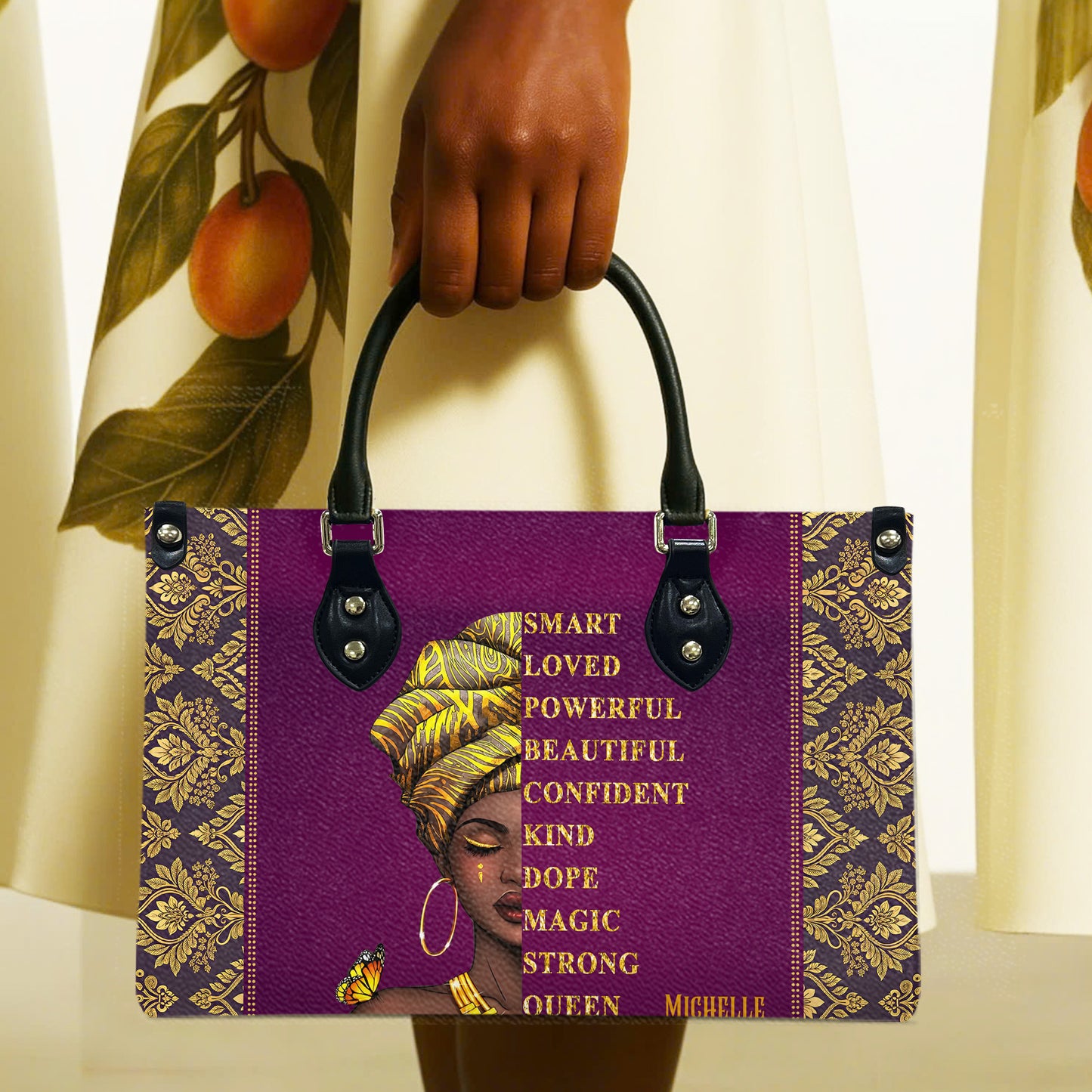 I Am (Pink Purple) - Personalized Leather Handbag YA1-Ha