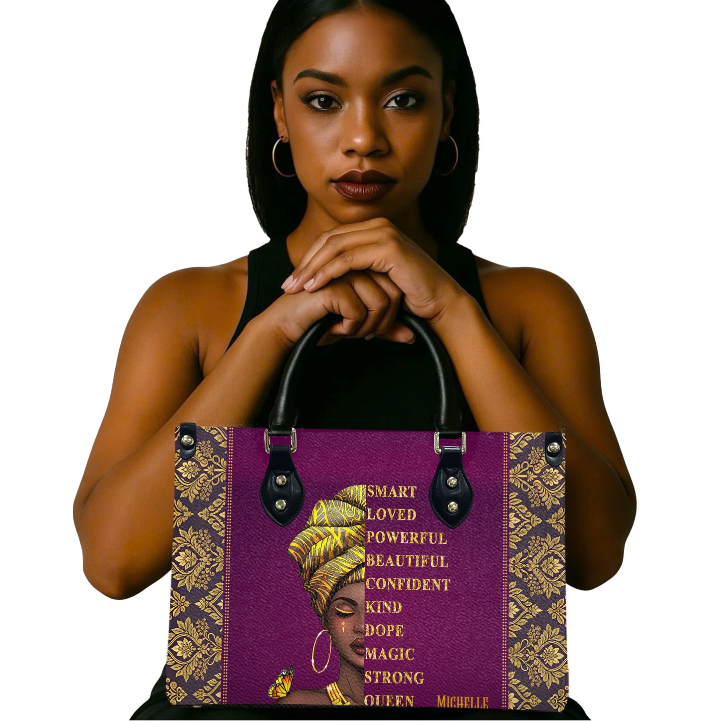 I Am (Pink Purple) - Personalized Leather Handbag YA1-Ha
