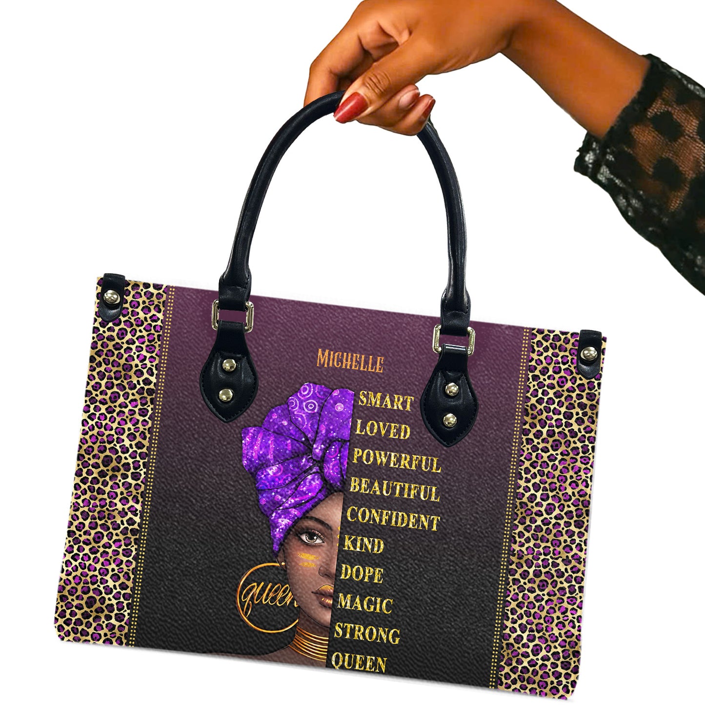 I Am (Purple) - Personalized Leather Handbag YA1-Ha