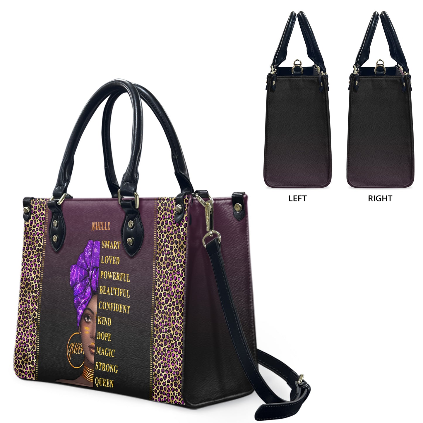 I Am (Purple) - Personalized Leather Handbag YA1-Ha