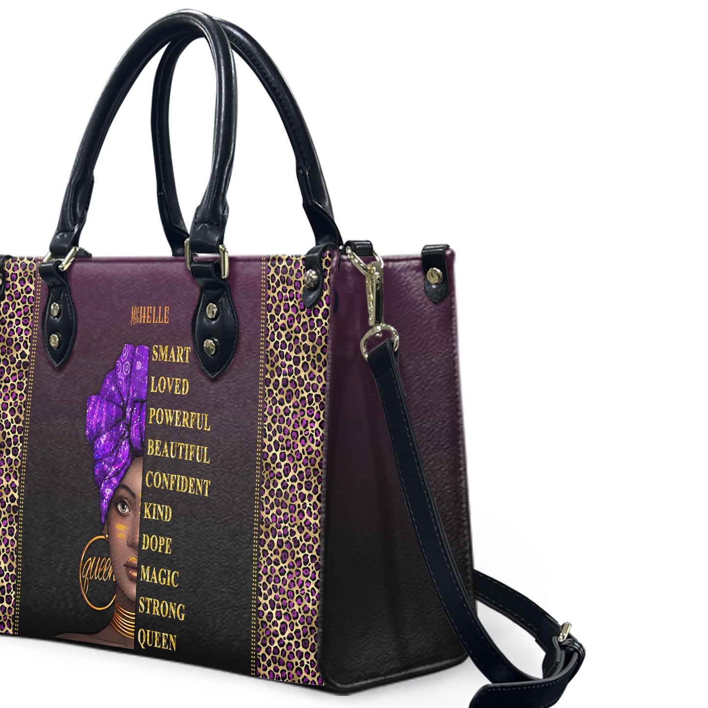 I Am (Purple) - Personalized Leather Handbag YA1-Ha