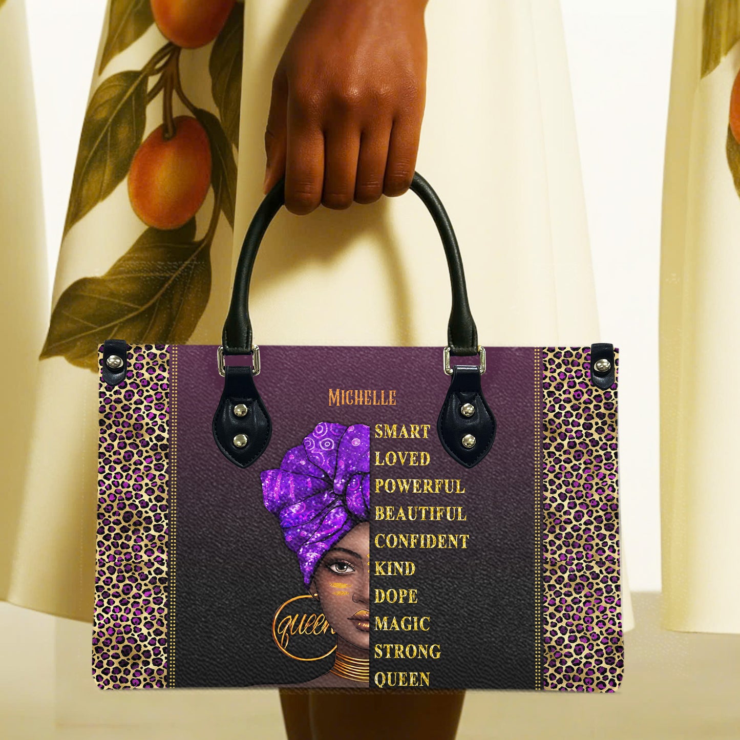I Am (Purple) - Personalized Leather Handbag YA1-Ha
