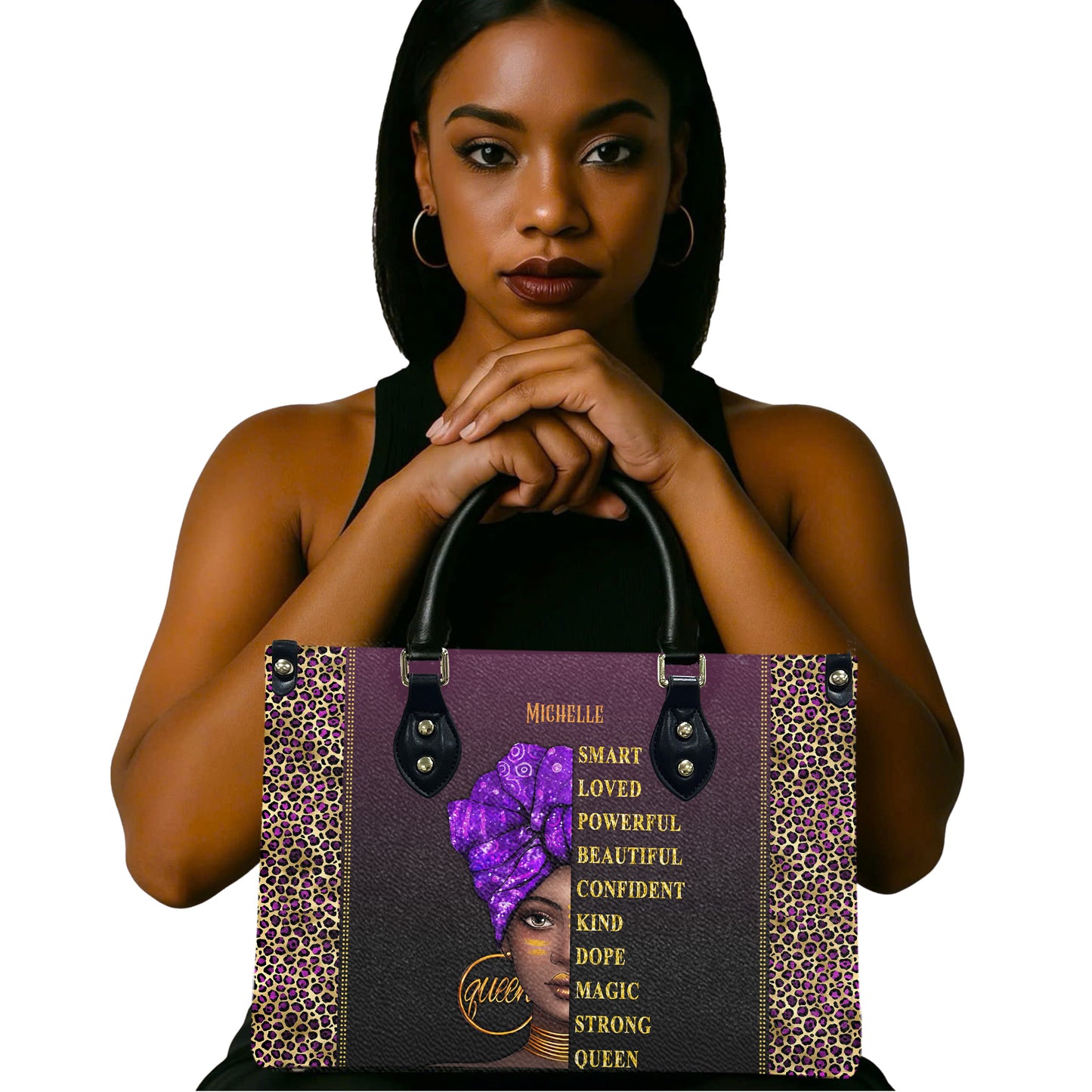 I Am (Purple) - Personalized Leather Handbag YA1-Ha