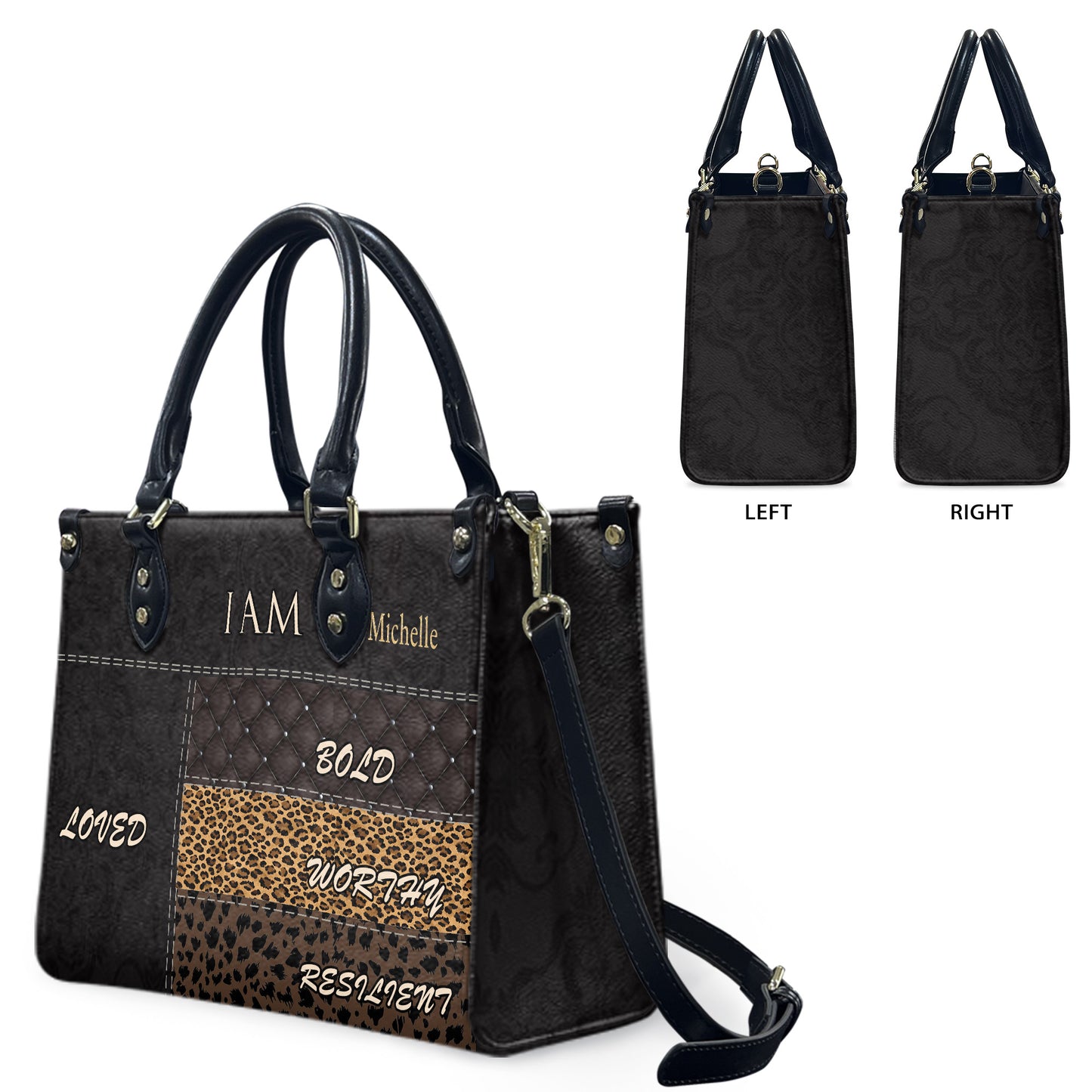 I Am (Black Brown ) - Personalized Leather Handbag YA2-Ha