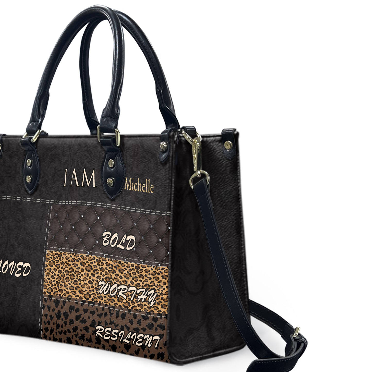 I Am (Black Brown ) - Personalized Leather Handbag YA2-Ha