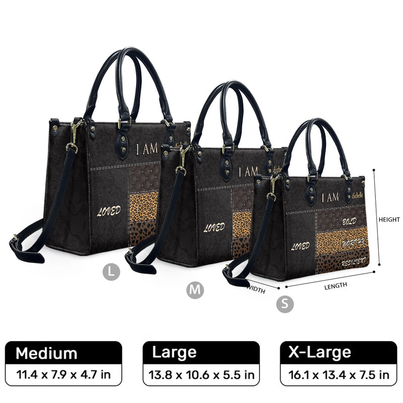 Size comparison illustration of Medium, Large and XL bags