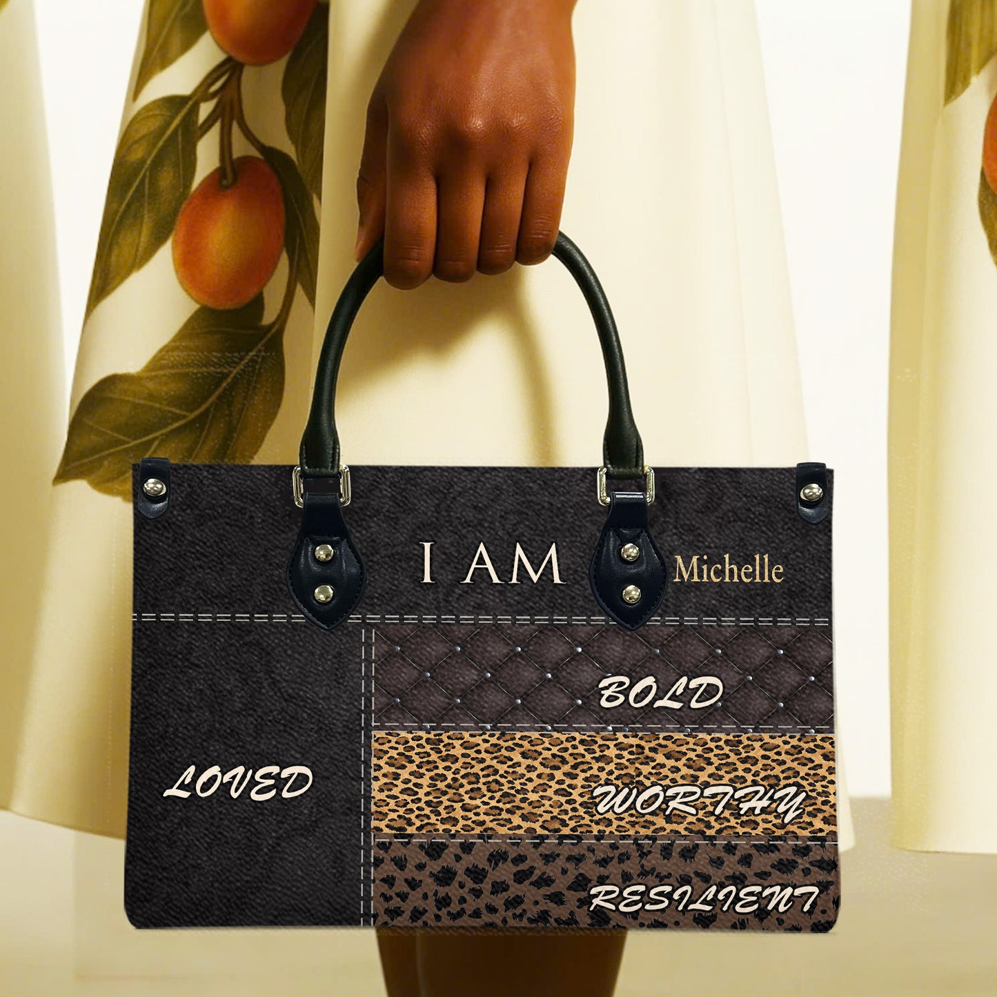 I Am (Black Brown ) - Personalized Leather Handbag YA2-Ha