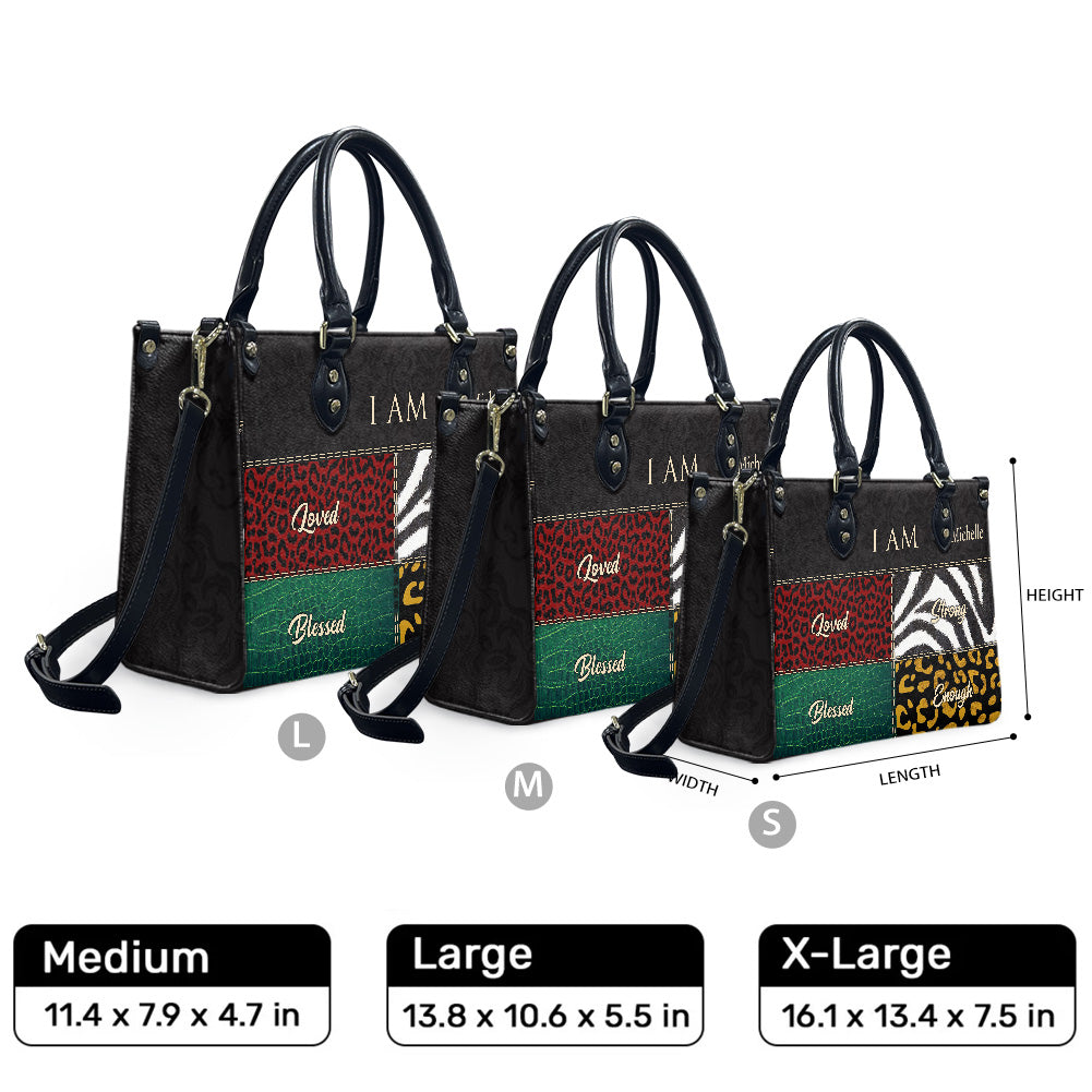 I Am (Black) - Personalized Leather Handbag YA2-Ha