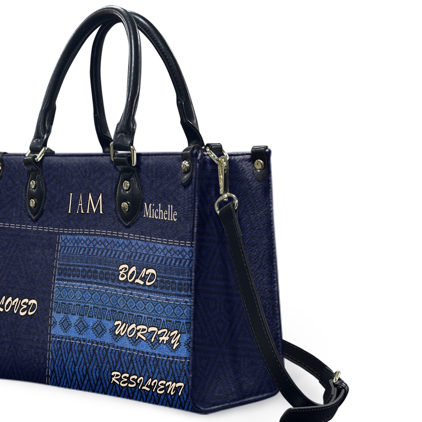 I Am (Denim) - Personalized Leather Handbag YA2-Ha