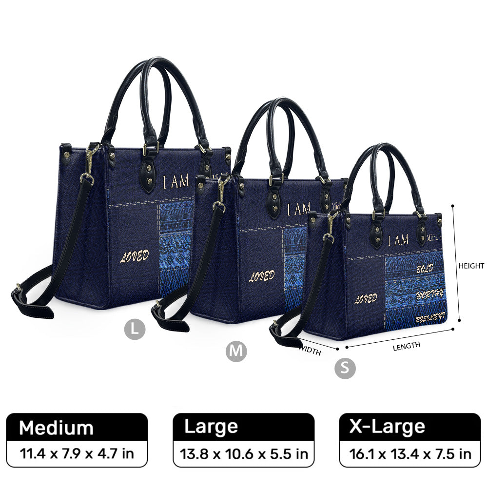 I Am (Denim) - Personalized Leather Handbag YA2-Ha