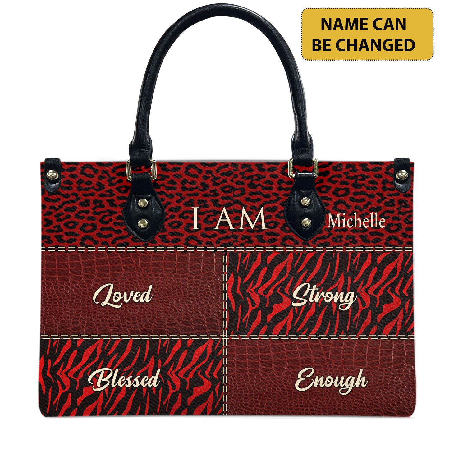 I Am (Maroon) - Personalized Leather Handbag YA2-Ha