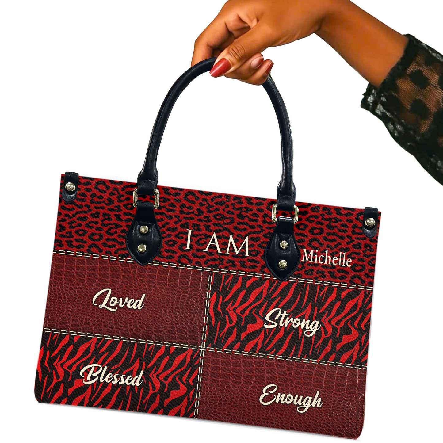 I Am (Maroon) - Personalized Leather Handbag YA2-Ha
