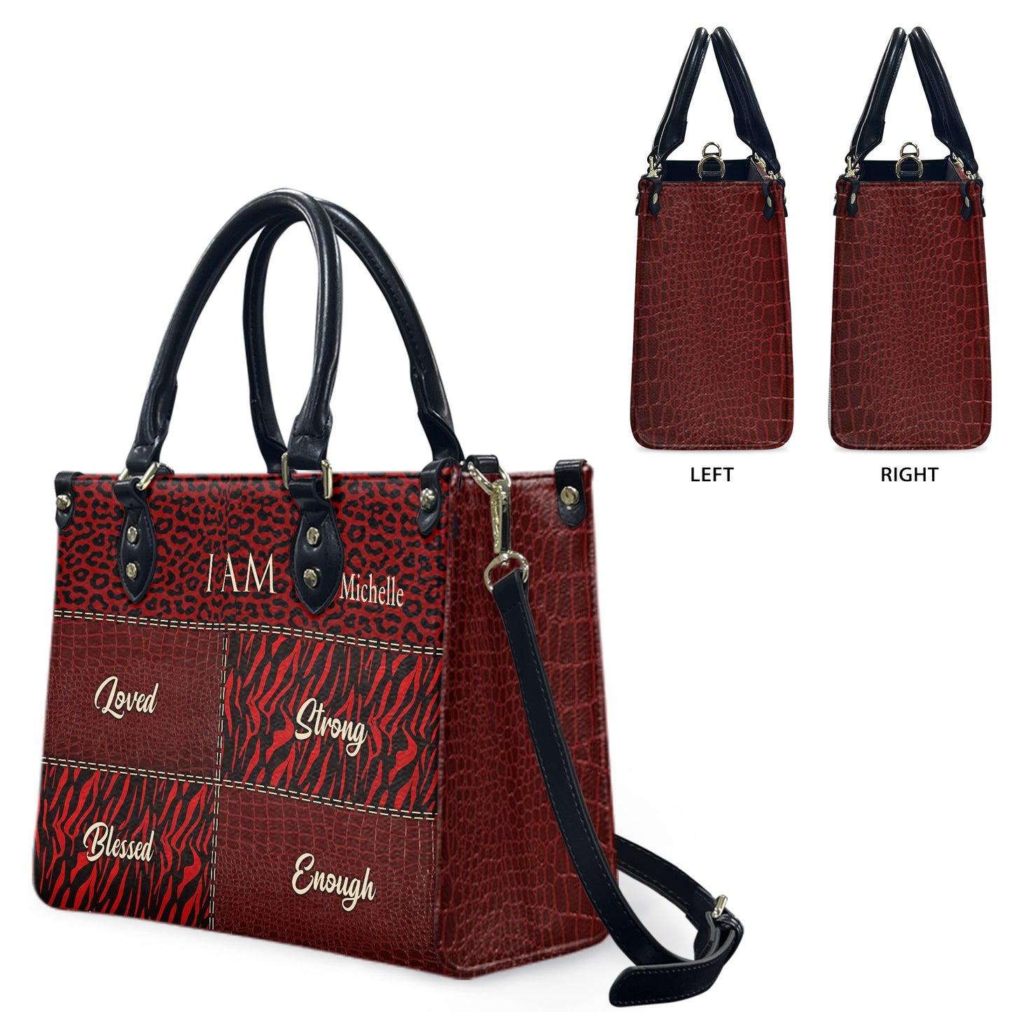 I Am (Maroon) - Personalized Leather Handbag YA2-Ha