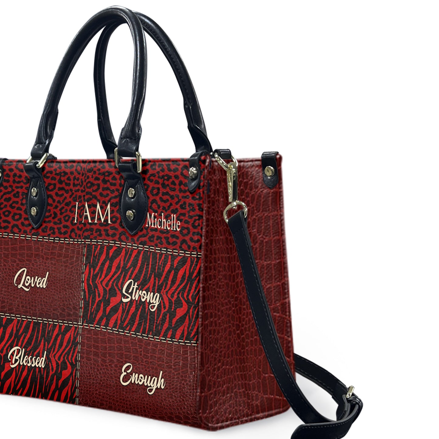 I Am (Maroon) - Personalized Leather Handbag YA2-Ha