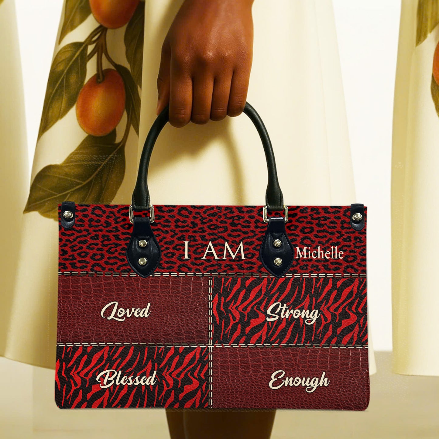I Am (Maroon) - Personalized Leather Handbag YA2-Ha
