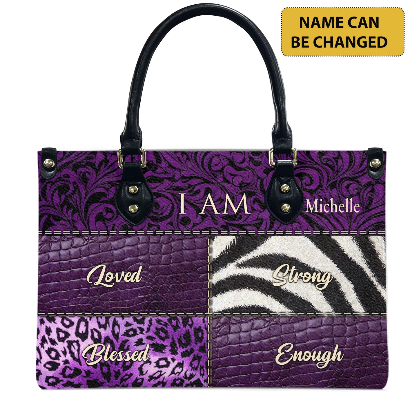 I Am (Purple) - Personalized Leather Handbag YA2-Ha