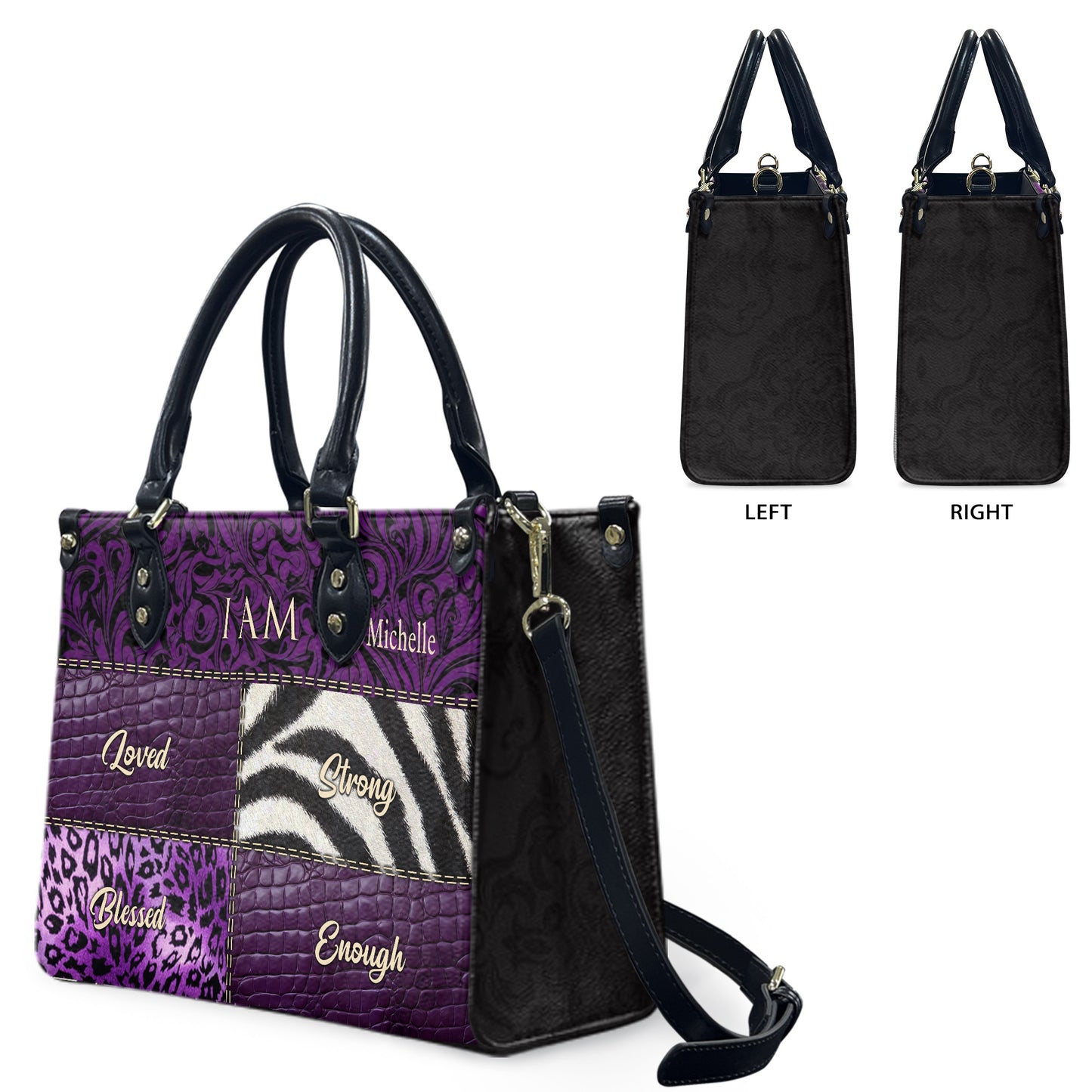 I Am (Purple) - Personalized Leather Handbag YA2-Ha