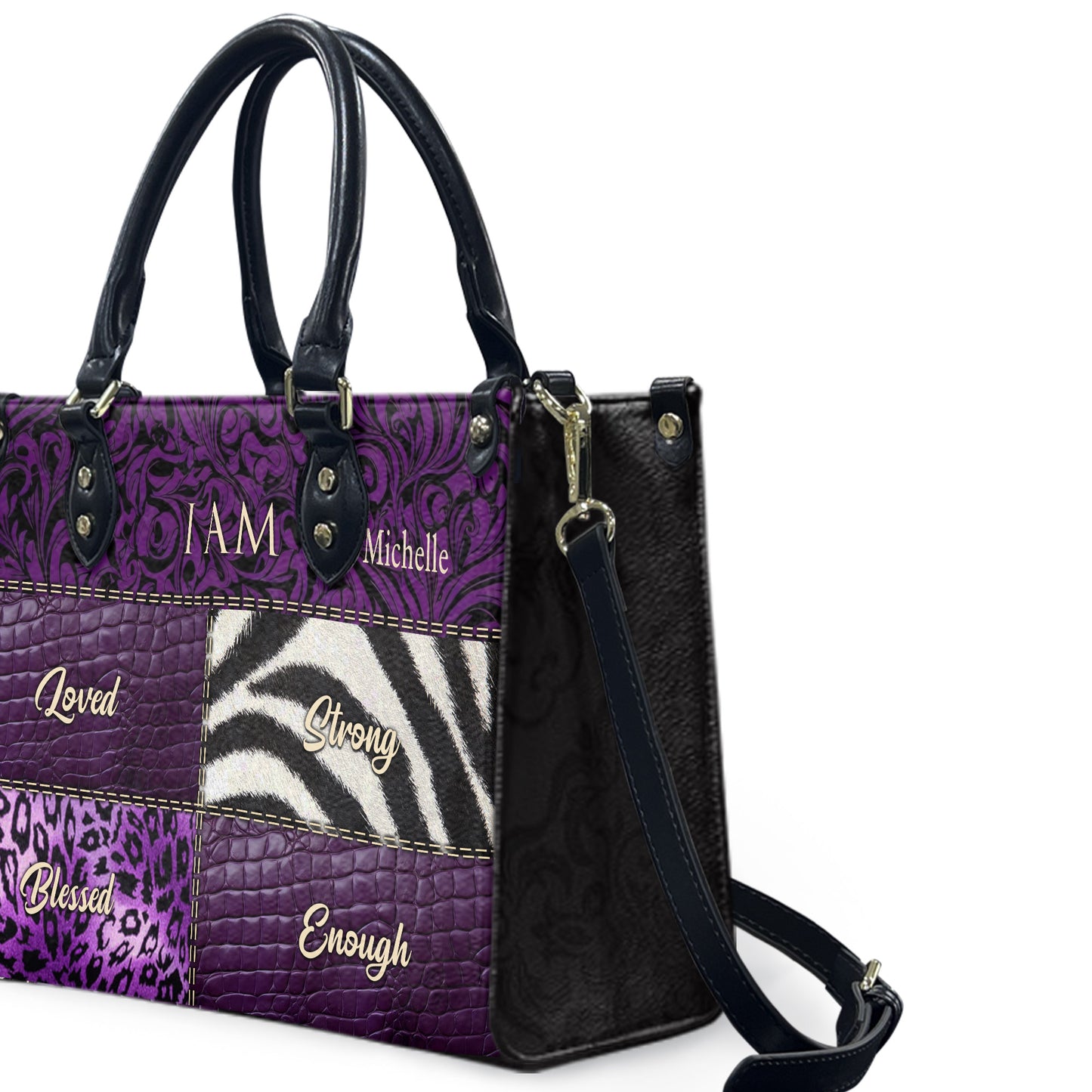 I Am (Purple) - Personalized Leather Handbag YA2-Ha