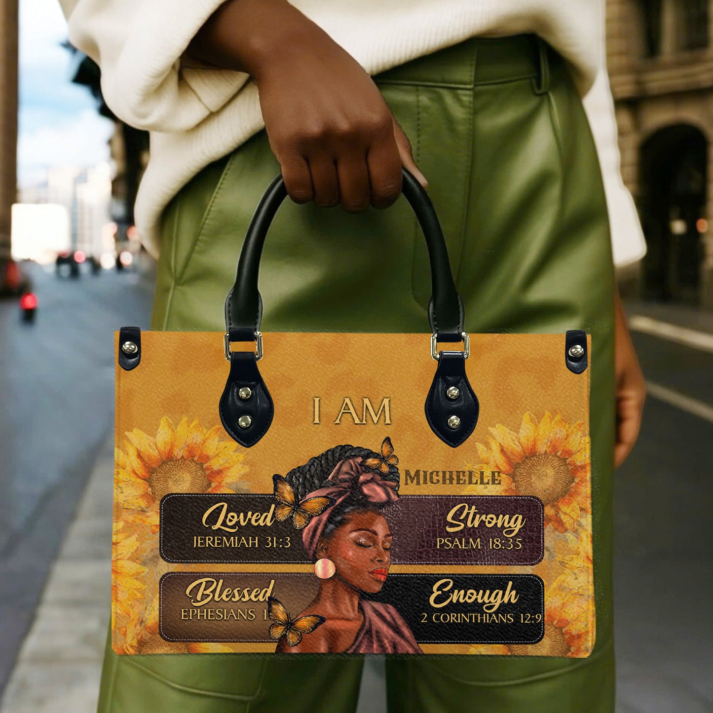 I Am (Leopard) - Personalized Leather Handbag YA3-Ha
