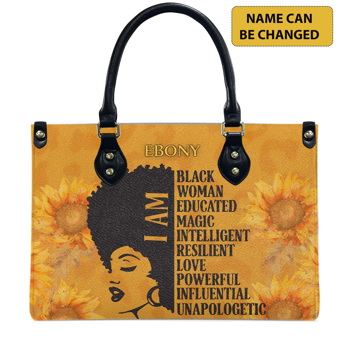 I Am (Sunflower) - Personalized Leather Handbag YA4-Ha