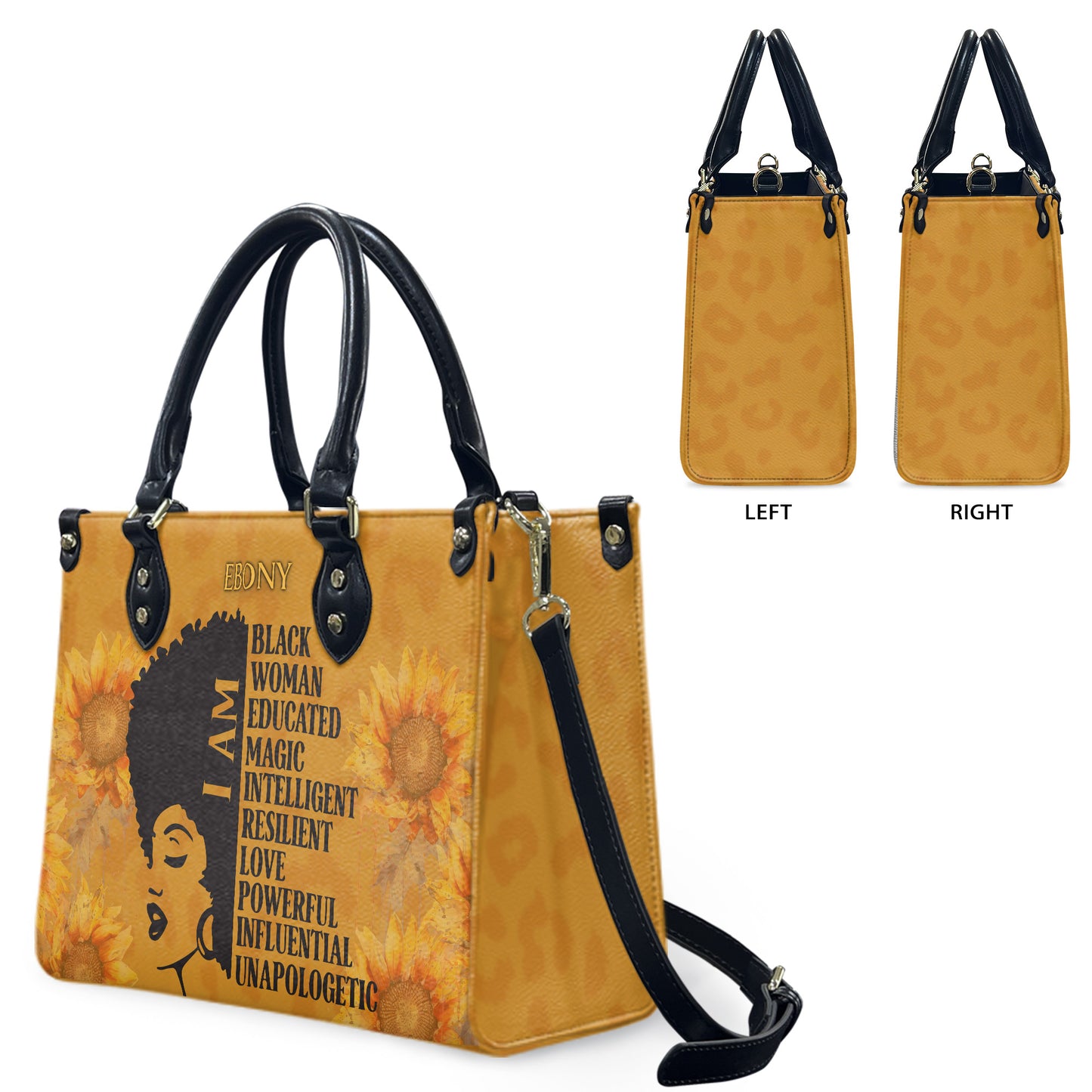 I Am (Sunflower) - Personalized Leather Handbag YA4-Ha