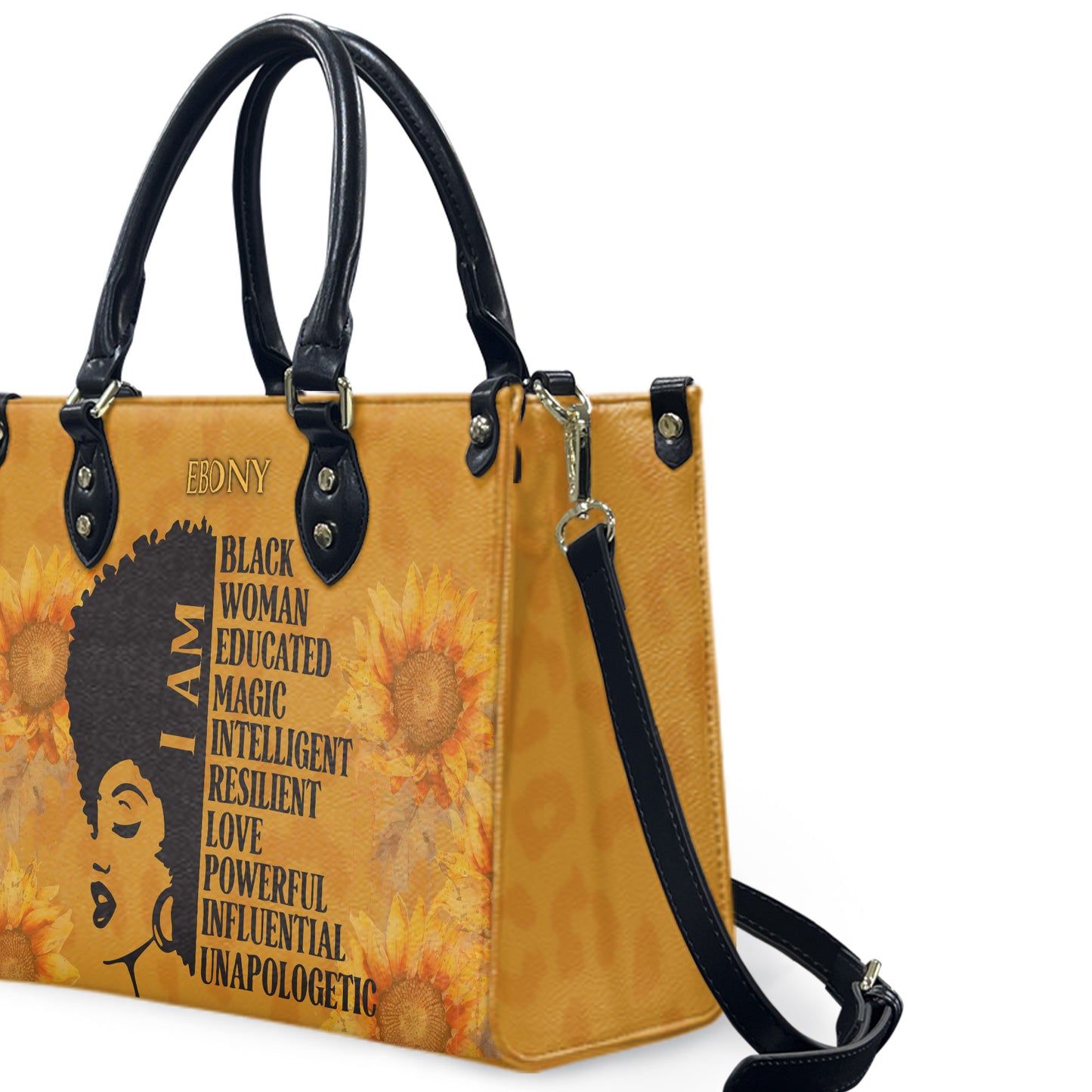 I Am (Sunflower) - Personalized Leather Handbag YA4-Ha