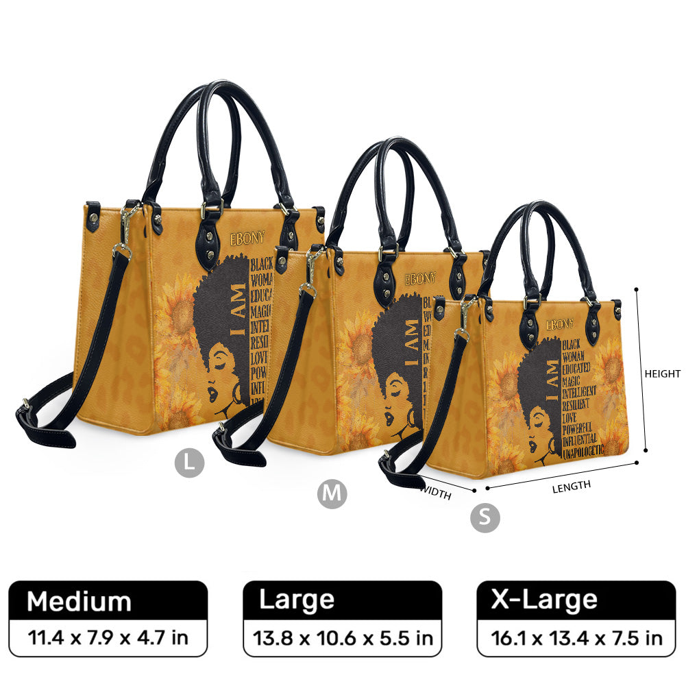 I Am (Sunflower) - Personalized Leather Handbag YA4-Ha