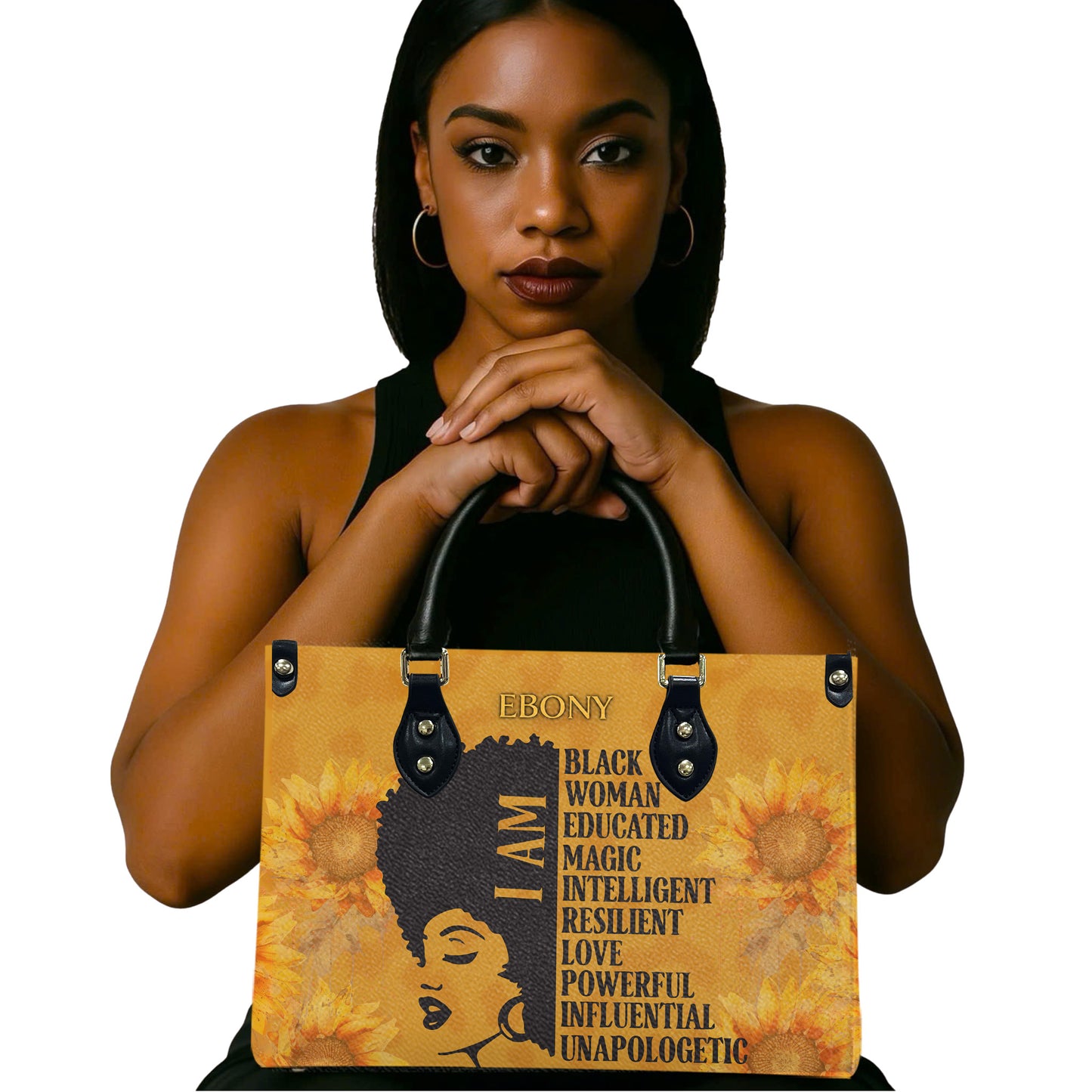 I Am (Sunflower) - Personalized Leather Handbag YA4-Ha