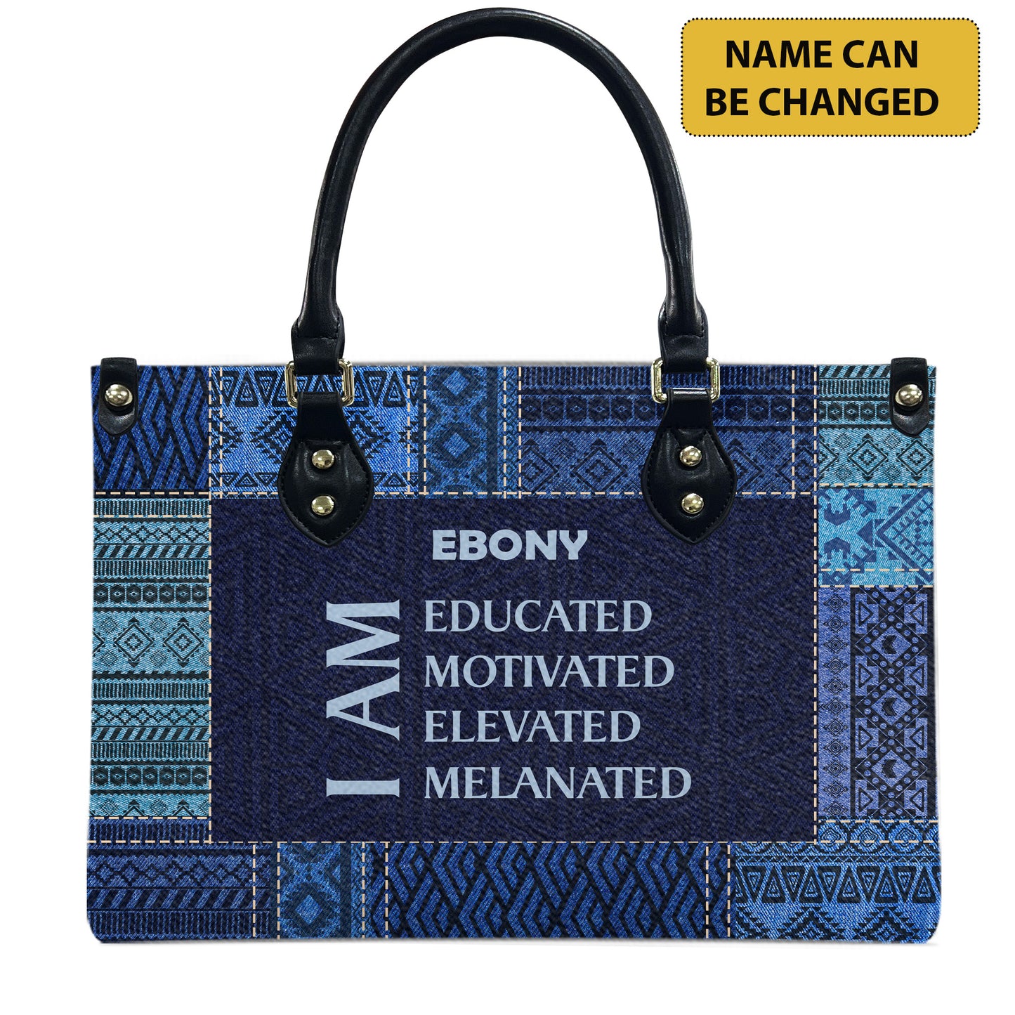 I Am (Denim) - Personalized Leather Handbag YA5-Ha