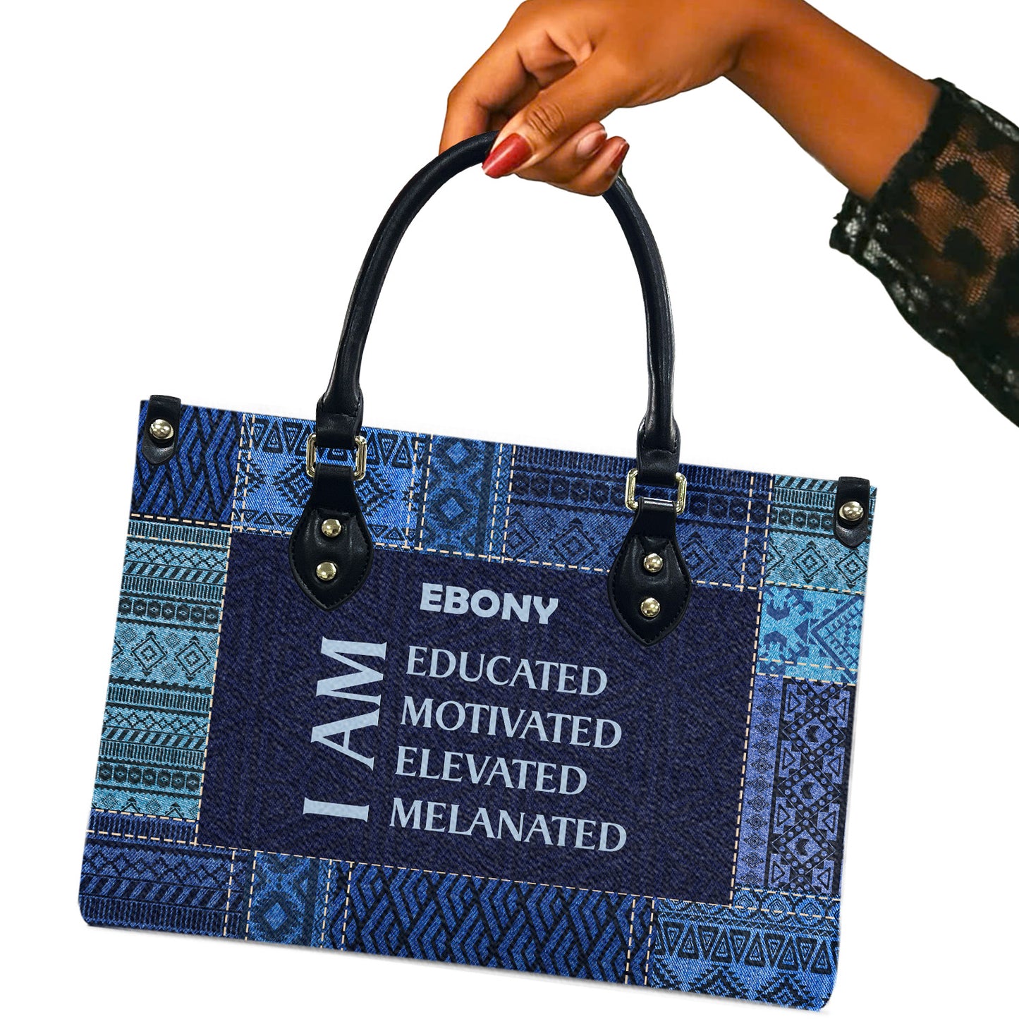 I Am (Denim) - Personalized Leather Handbag YA5-Ha