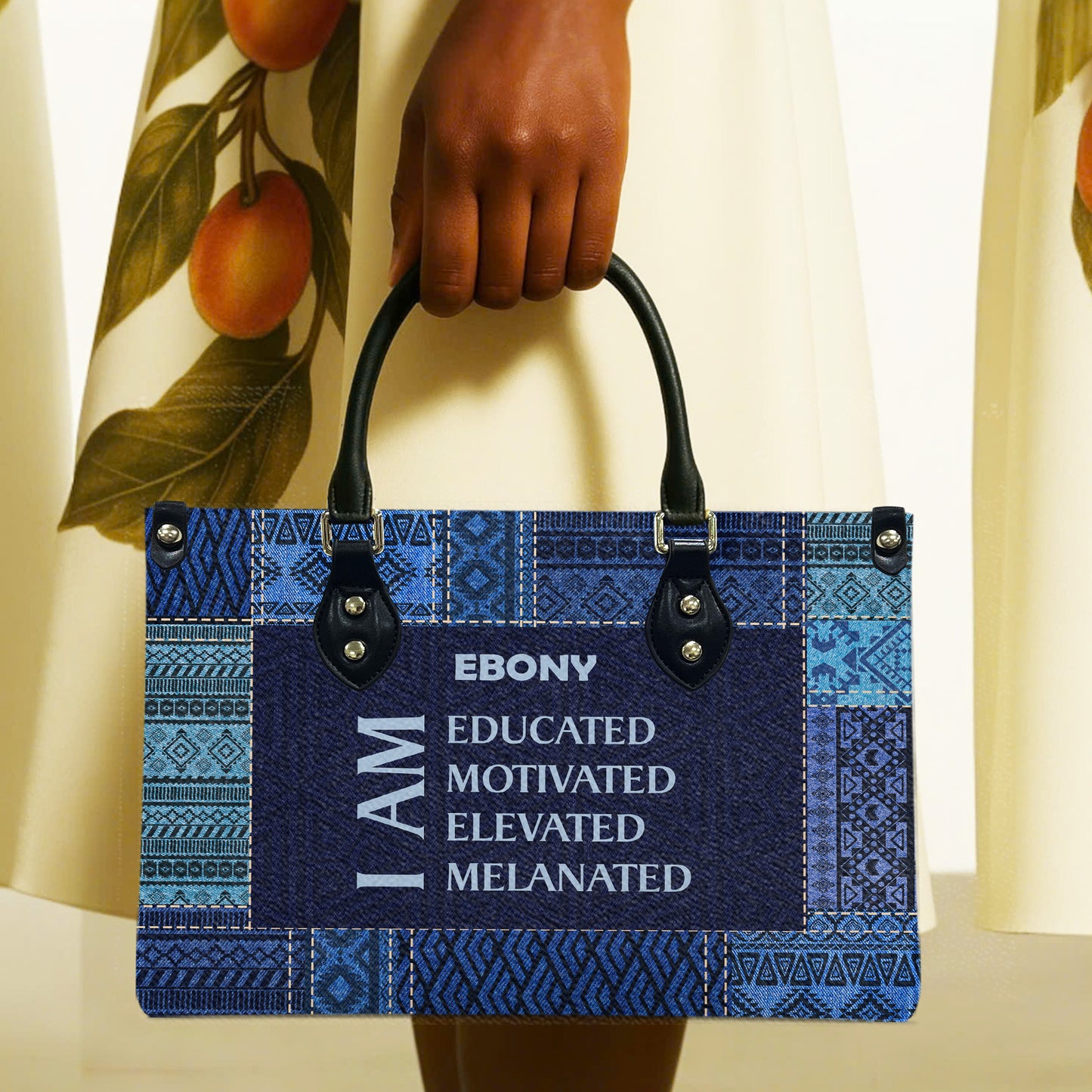 I Am (Denim) - Personalized Leather Handbag YA5-Ha