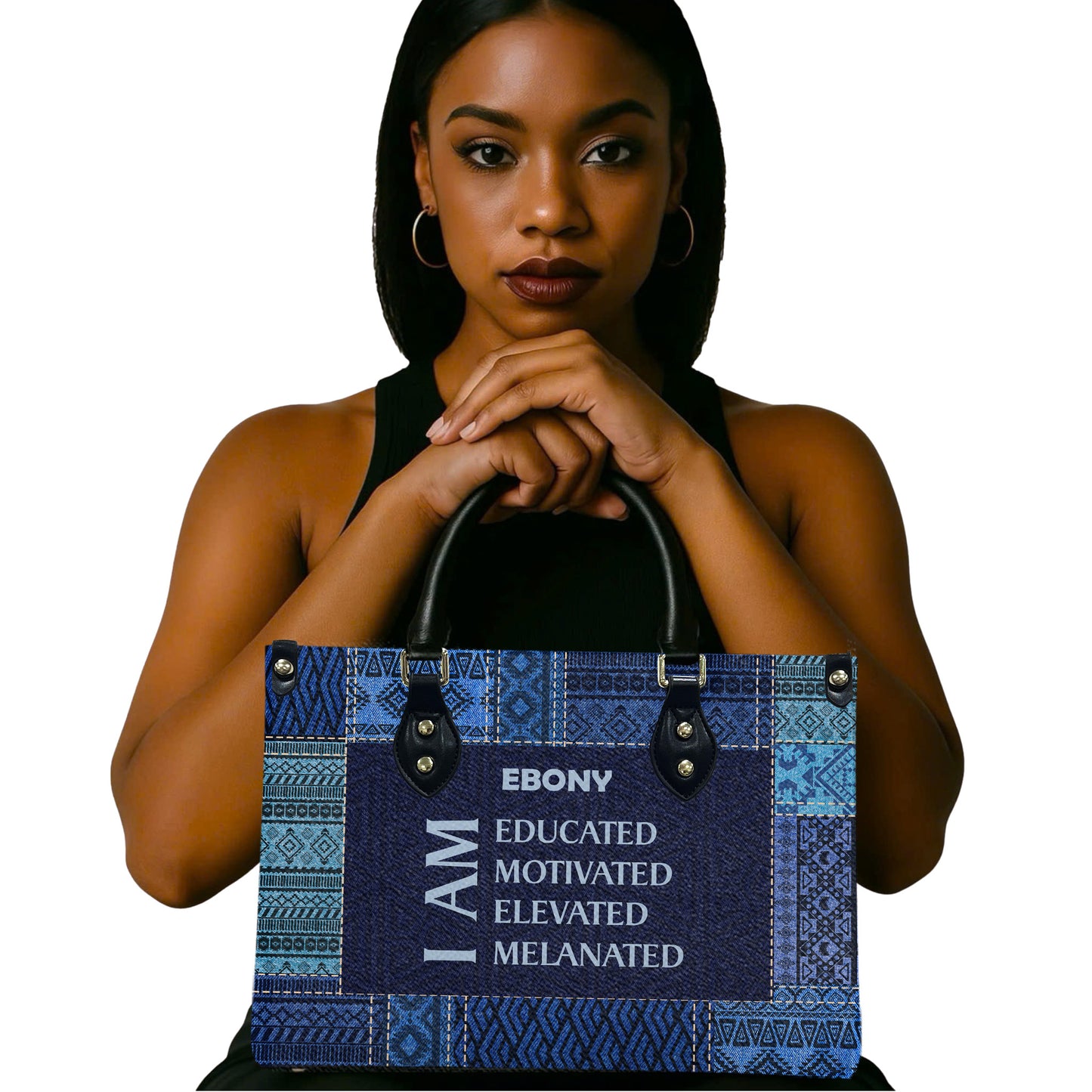 I Am (Denim) - Personalized Leather Handbag YA5-Ha