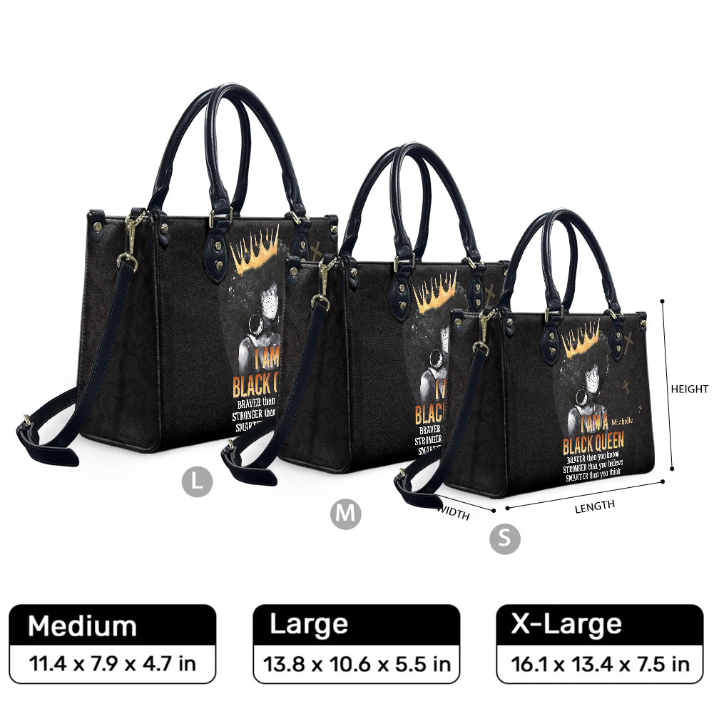 I Am A Black Queen (Black 1) - Personalized Leather Handbag IAABQ1-Ha
