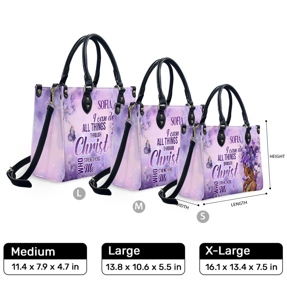 I Can Do All Things Through Christ Who Strengthens Me (Purple) - Personalized Leather Handbag YA1-Ha