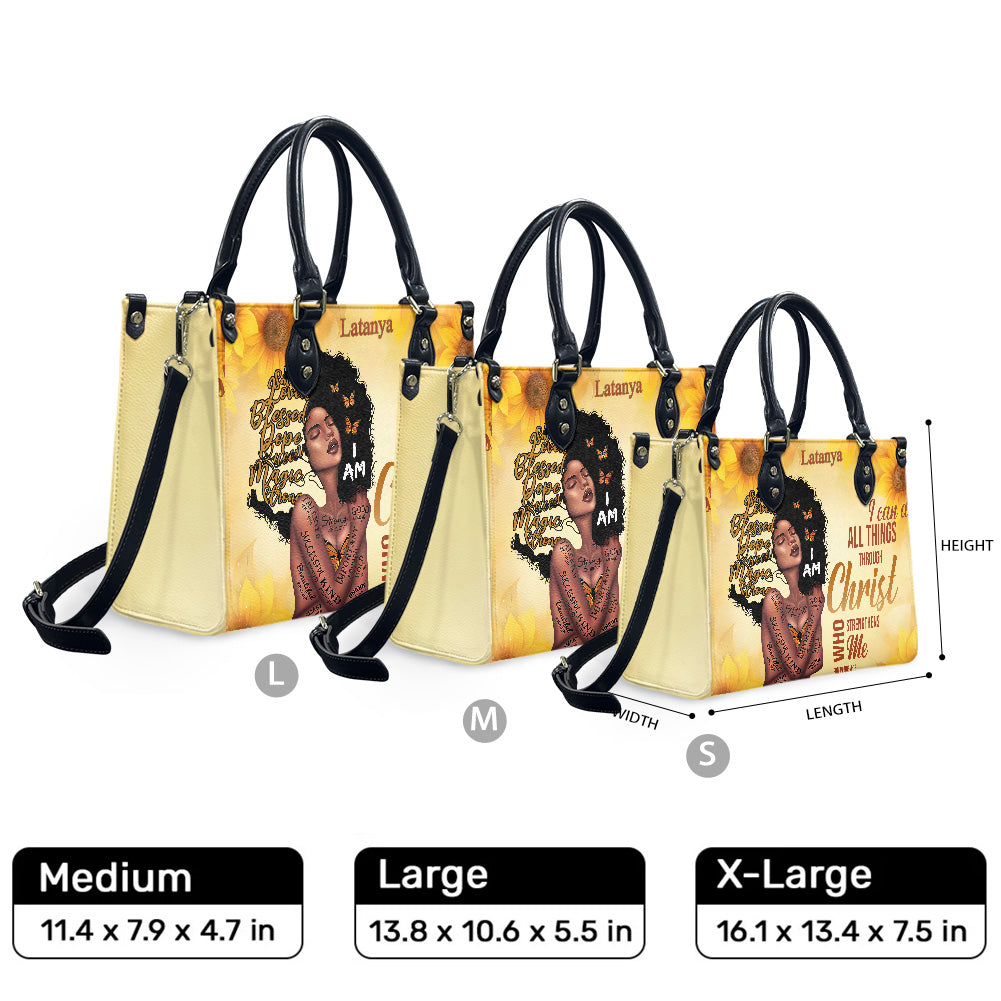 I Can Do All Things Through Christ Who Strengthens Me (Sunflower) - Personalized Leather Handbag YA1-Ha