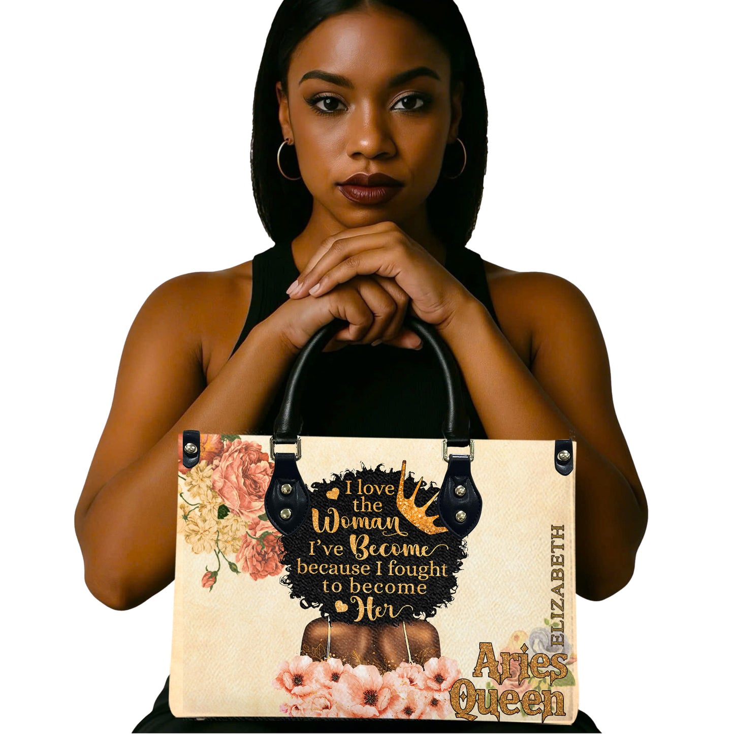 I Love The Woman I've Become Because I Fought To Become Her (Cream) - Personalized Leather Handbag YA1-Ha