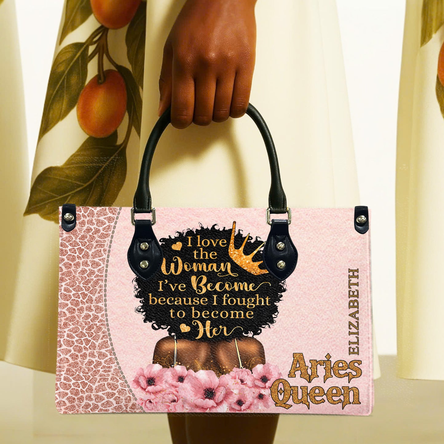 I Love The Woman I've Become Because I Fought To Become Her (Pink) - Personalized Leather Handbag YA1-Ha