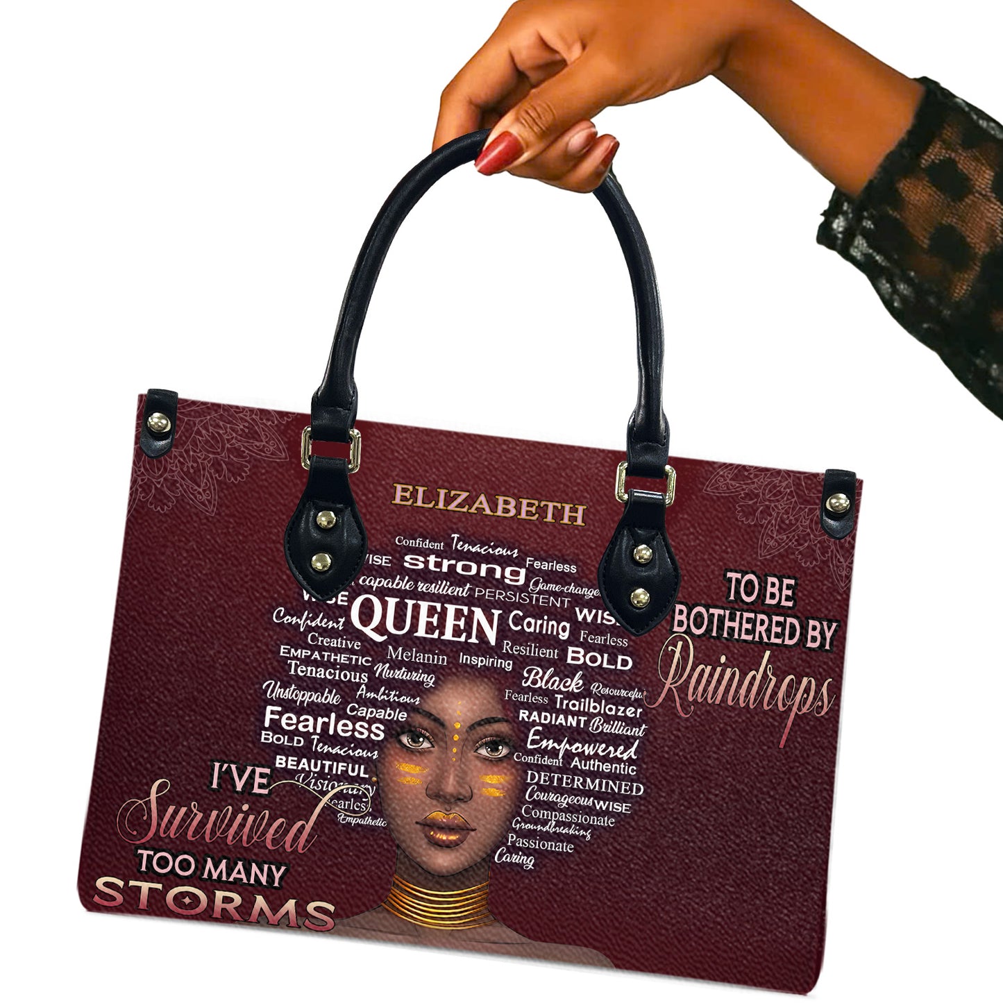 I've Survived Too Many Storms (Maroon) - Personalized Leather Handbag YA1-Ha