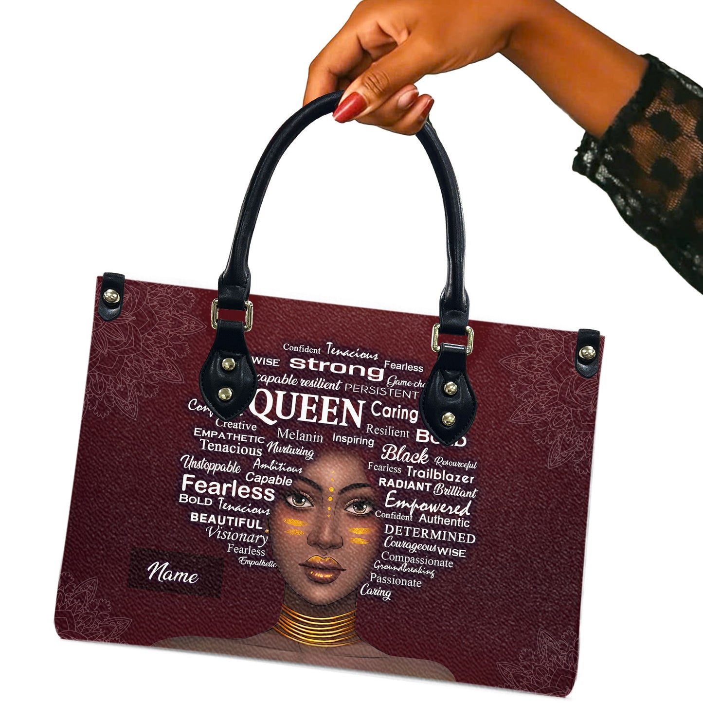 Queen (Maroon) - Personalized Leather Handbag YA1-Ha