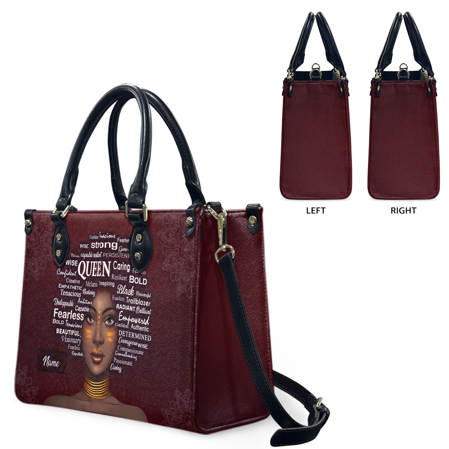 Queen (Maroon) - Personalized Leather Handbag YA1-Ha